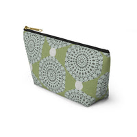 Lace Hexagon Accessory Pouch w T-bottom in Green